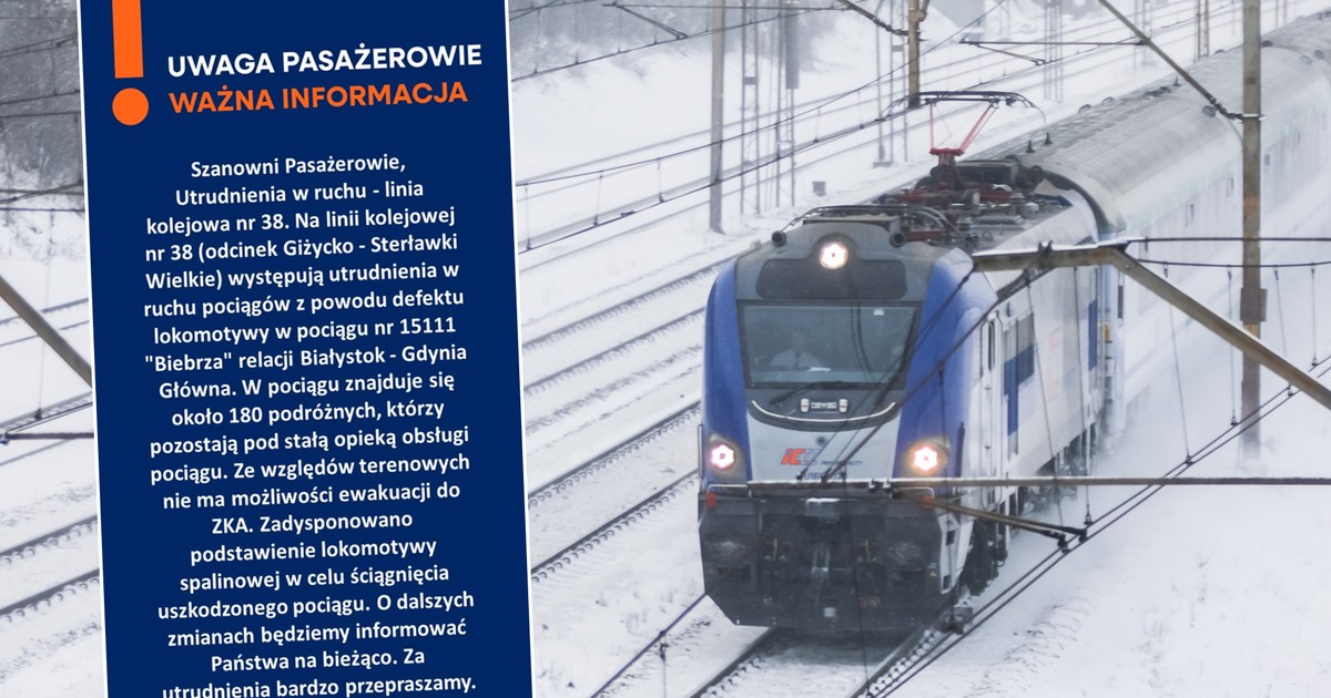 Awaria Intercity Białystok‑Gdynia: 180 pasażerów w trudnej sytuacji