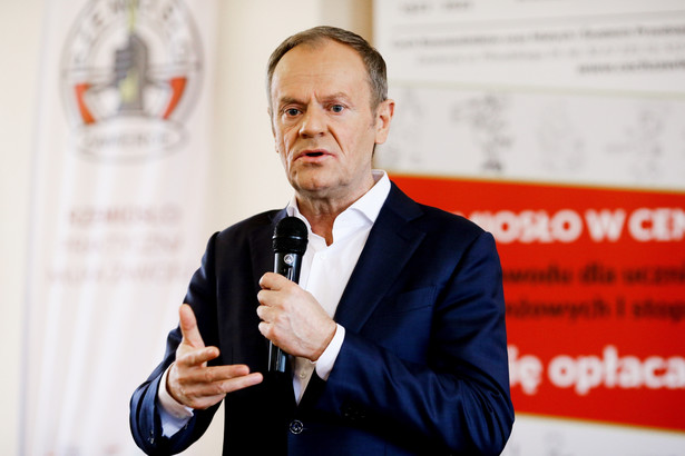 Zawiercie, 22.03.2023. Przewodniczący Platformy Obywatelskiej Donald Tusk