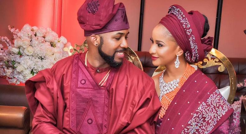 Banky W and Adesua Etomi rocking Burgundy as their families get formally introduced ahead of their wedding, May 6 2017
