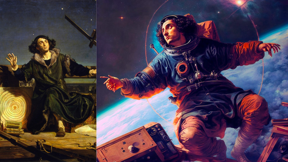 "Kopernik – rozmowa z Bogiem oko w oko" inspirowany obrazem Jana Matejki pt. "Astronom Kopernik, czyli rozmowa z Bogiem"