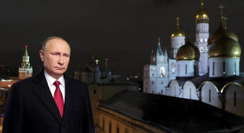 Russia's President Vladimir Putin makes his New Year address in Moscow, Russia, December 31, 2016.