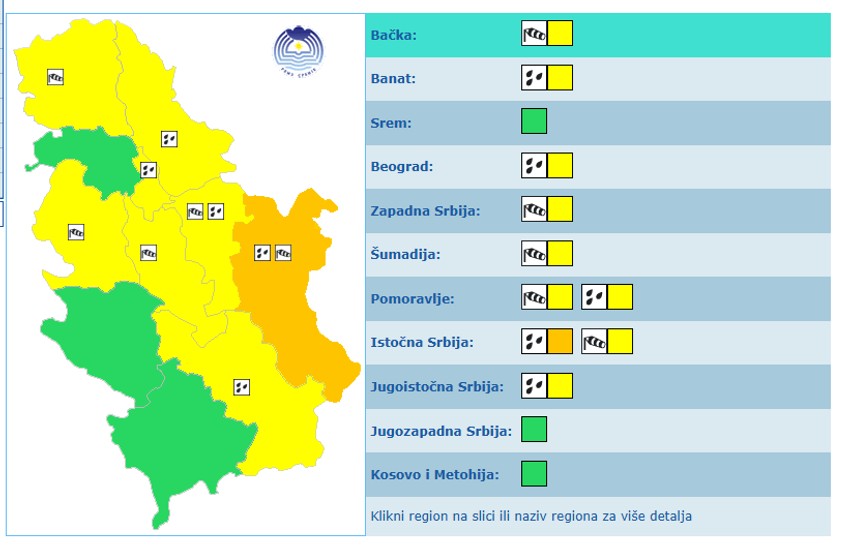 Meteoalarm za nedelju, 17. maj