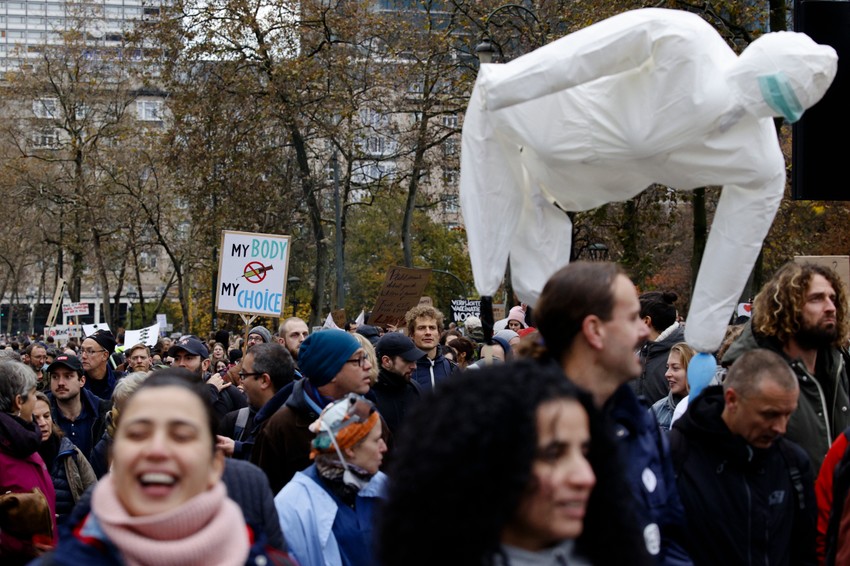 Protest u Briselu, Belgija, zbog kovid restrikcija