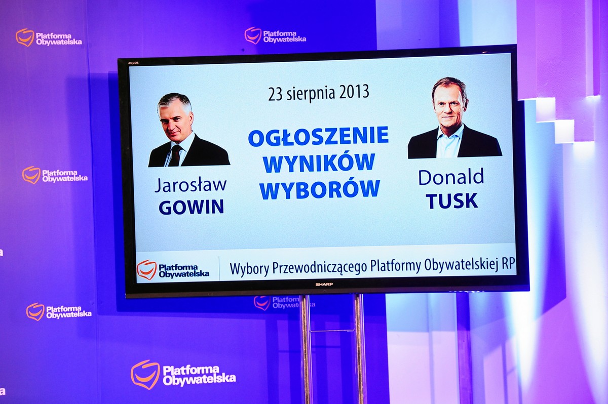 Ogłoszenie wyników wyborów na przewodniczącego PO.