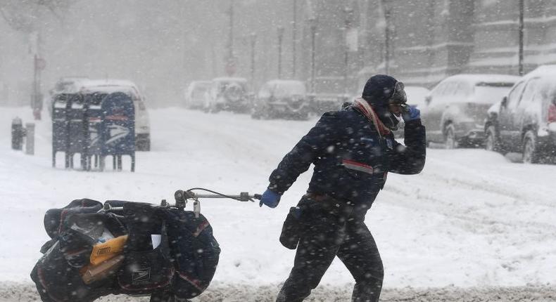 Mail delivery cold snow