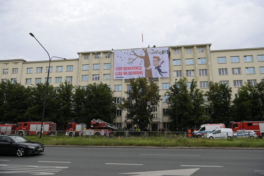 Warszawa: protest Greenpeace na gmachu MŚ ws. ochrony lasów