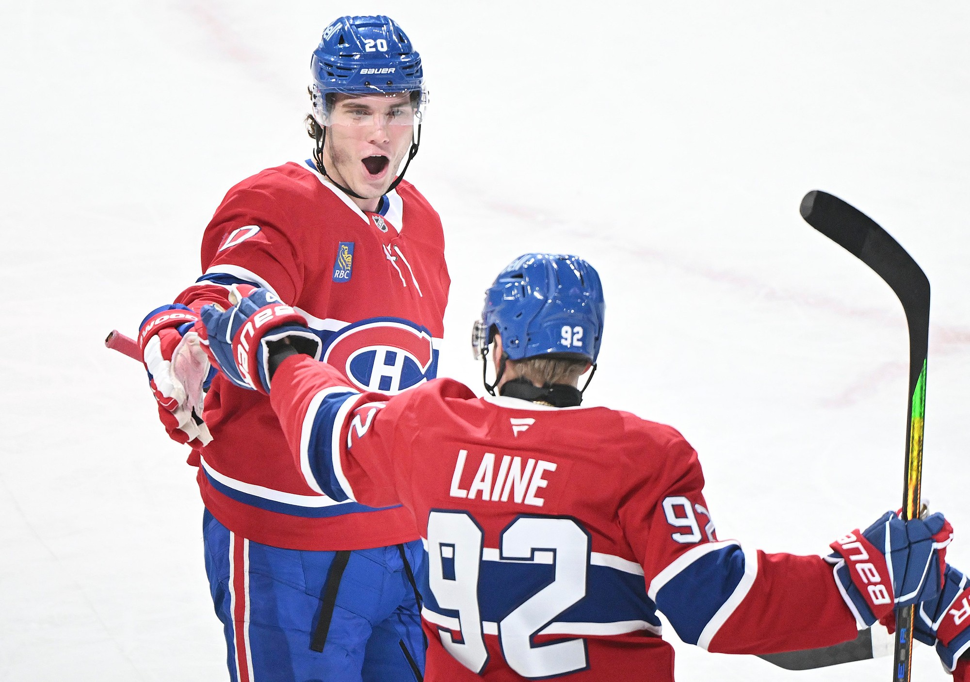 Patrik Laine a Juraj Slafkovský (obaja Montreal Canadiens).