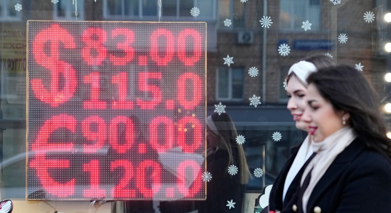 The Russian Ruble plummeted in value after the country's invasion of Ukraine before bouncing back in April.