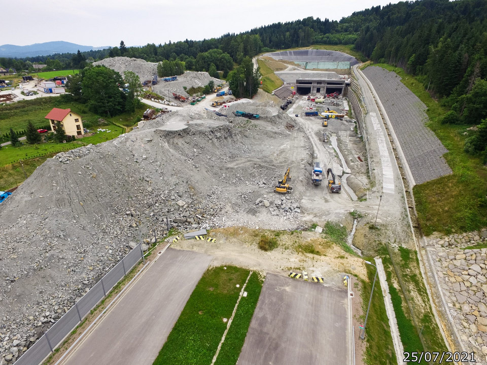 Budowa Tunelu ekspresowej zakopianki lipiec-sierpień 2021 r. 