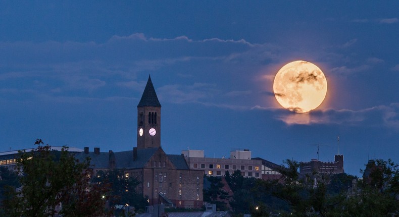 Cornell University at night.Barbara Friedman/ Getty Images