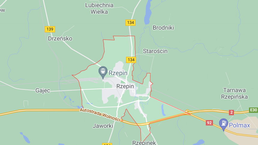 Mapa ze stacją Rzepin, gdzie doszło do zdarzenia