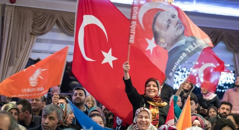 Erdogan supporters at a rally in the German town of Kelsterbach