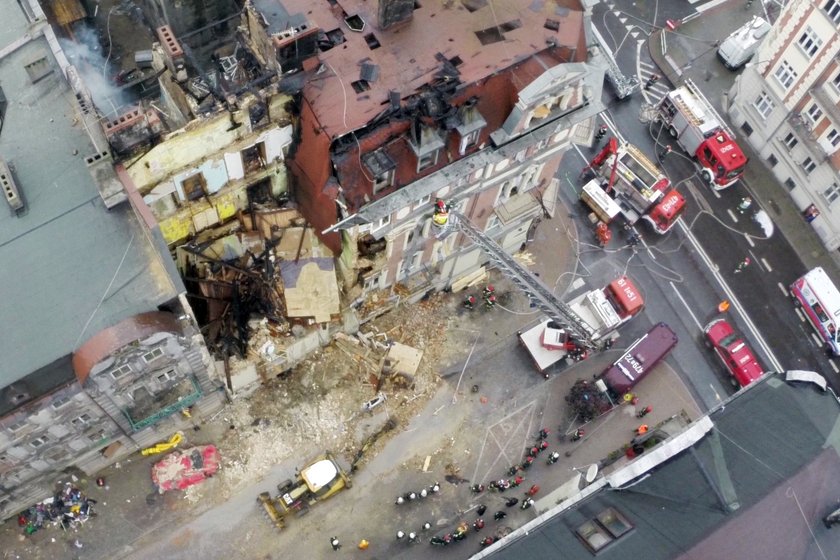 Katowice. Zawaliła się kamienica u zbiegu ulicy Sokolskiej i Chopina