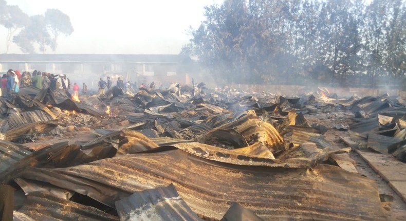 Structures consumed by fire that broke out at Toi Market on Tuesday March 12, 2019 (Oliver Oketch)