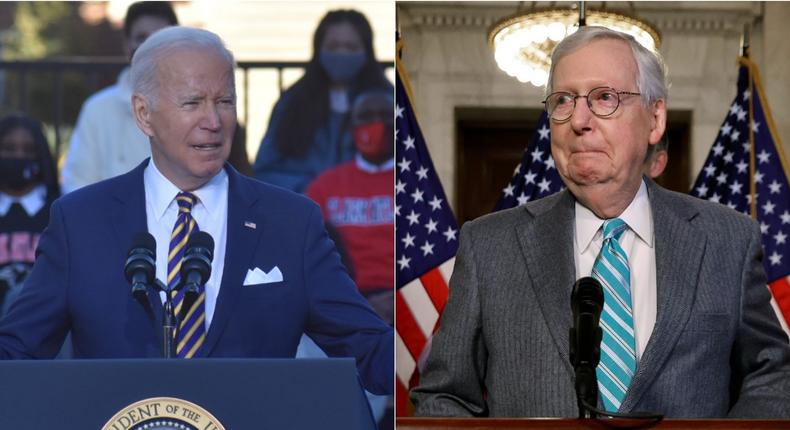 President Joe Biden; Senate Minority Leader Mitch McConnell.