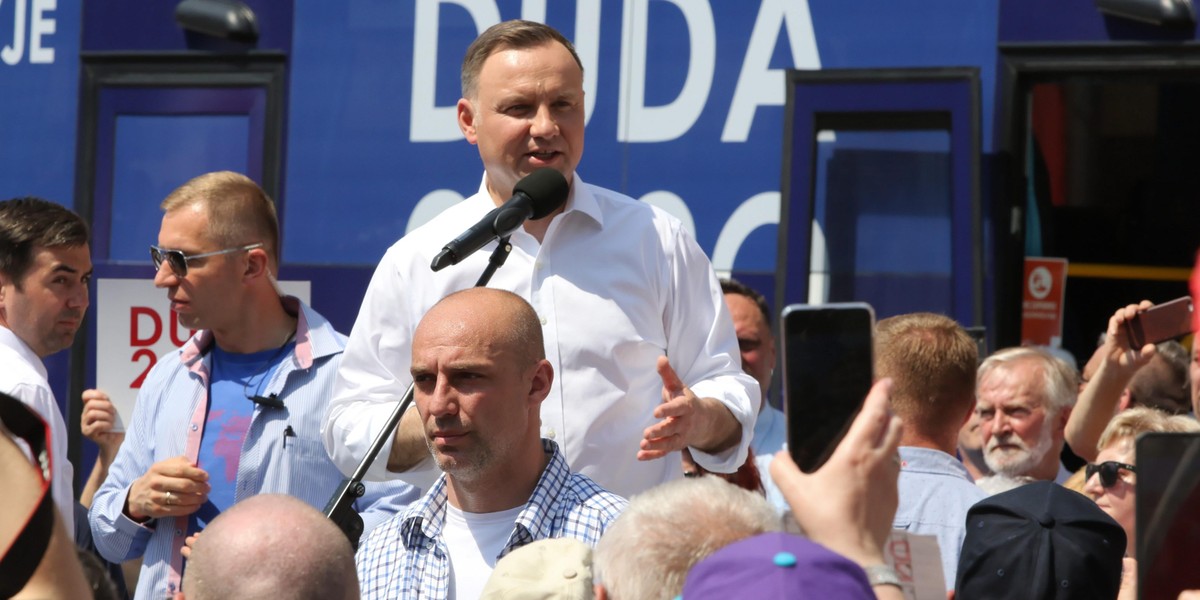 Andrzej Duda podczas wystąpienia w Brzegu