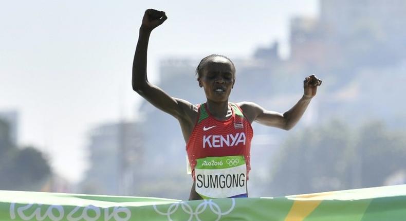 Jemima Sumgong was the first Kenyan woman to win Olympic marathon gold when she triumphed at Rio in 2016 and is also the regining London Marathon champion