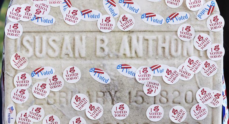 Susan B Anthony grave i voted stickers