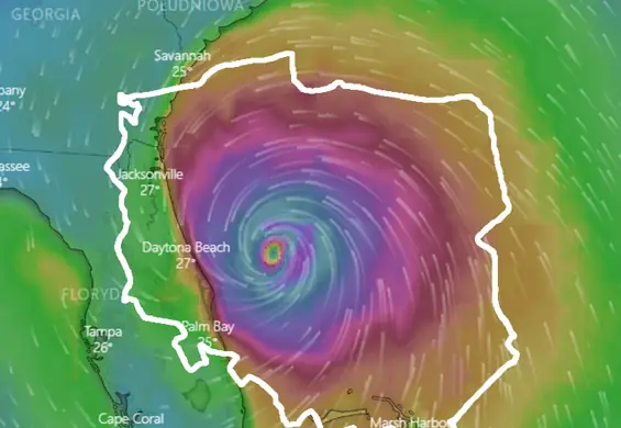 Huragan Dorian. Cyklon jest tak ogromny, że uderzyłby równocześnie w Gdańsk i Wrocław