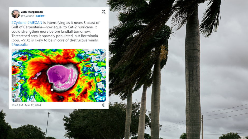 Australii zagraża potężny cyklon (screen: twitter/Josh Morgerman)