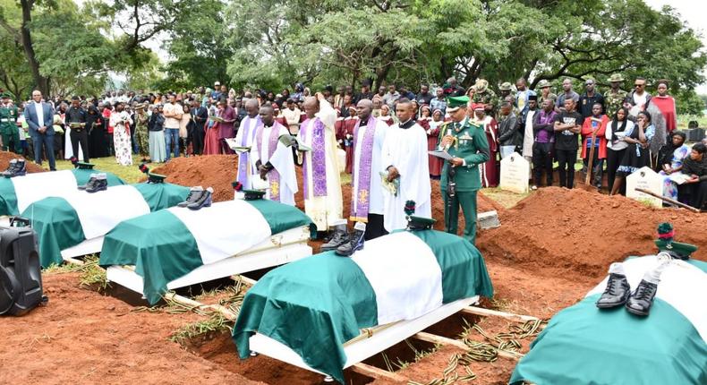 Tears flow as soldiers killed by terrorists are buried