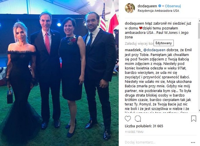 Doda z mężem Emilem oraz ambasador USA Paul W. Jones z żoną
