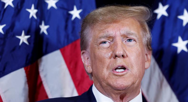 Former President Donald Trump speaks to reporters before his speech at the annual Conservative Political Action Conference (CPAC) at Gaylord National Resort & Convention Center on March 4, 2023 in National Harbor.Anna Moneymaker/Getty Images