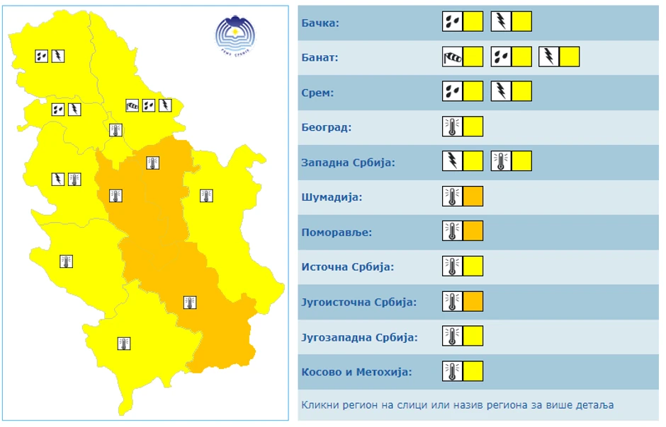 Meteoalarm za subotu