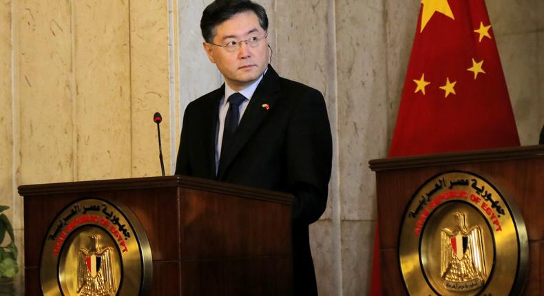 Chinese Foreign Minister Qin Gang speaks in Egypt on January 15.Fadel Dawod/Getty Images
