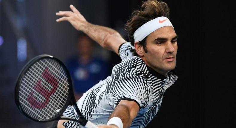 Switzerland's Roger Federer in action against Mischa Zverev of Germany in the Australian Open quarter-finals in Melbourne on January 24, 2017