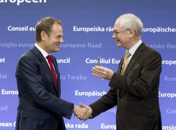 Przejęcie władzy. Donald Tusk, nowy przewodniczący Rady Europejskiej i odchodzący z tego stanowiska Herman Van Rompuy.