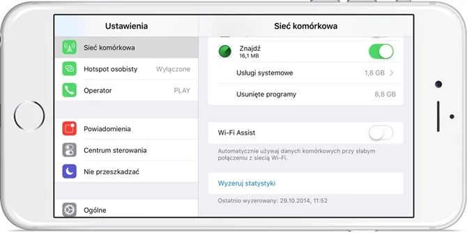 Wi-Fi Assist z iOS 9 można wyłączyć udając się do Ustawienia/Sieć komórkowa