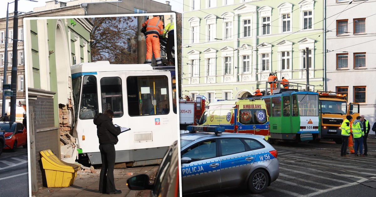 Tramwaj wypadł z szyn i uderzył w kamienicę. Są ranni
