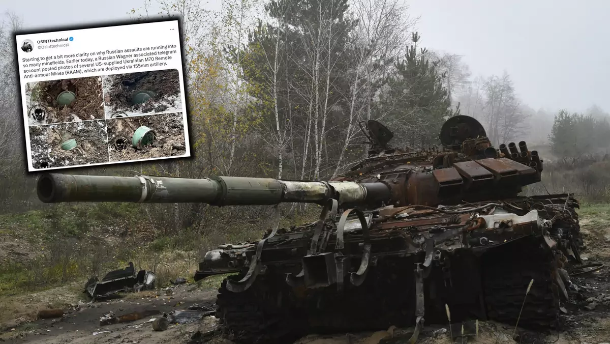 Rosyjski czołg zniszczony w Ukrainie