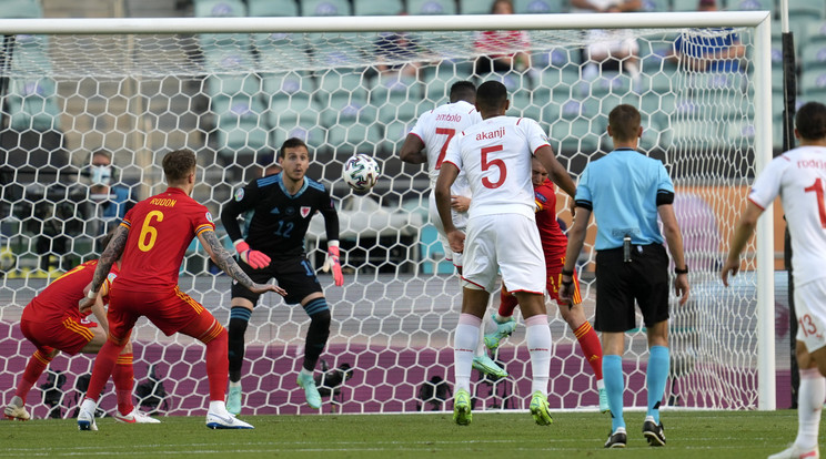 Wales-Svájc 1-1 Bakuban, az Eb második napján. / Fotó: MTI/AP/Pool/Darko Vojinovic