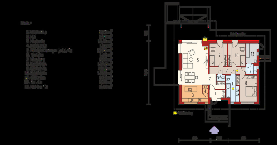 Druga wersja domu Mini 4 - plan wnętrza 
