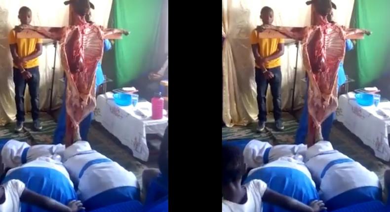 Church members bow to worship ‘goat meat’ nailed on the cross