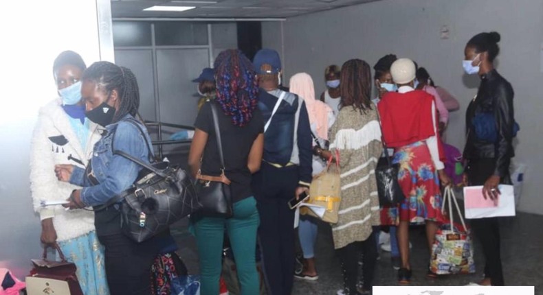 27 stranded Nigerian girls evacuated from Lebanon arrive Abuja. [Twitter/@nidcom_gov]