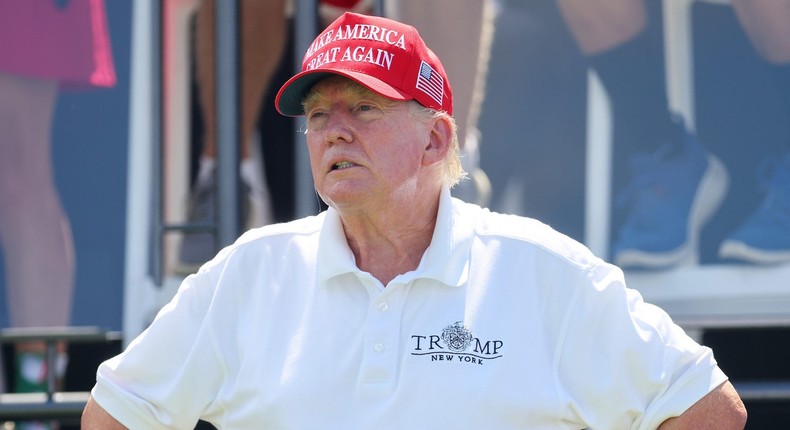 Former President Donald Trump at Trump National Golf Club in Bedminster, New Jersey on August 13, 2023.Mike Stobe/Getty Images