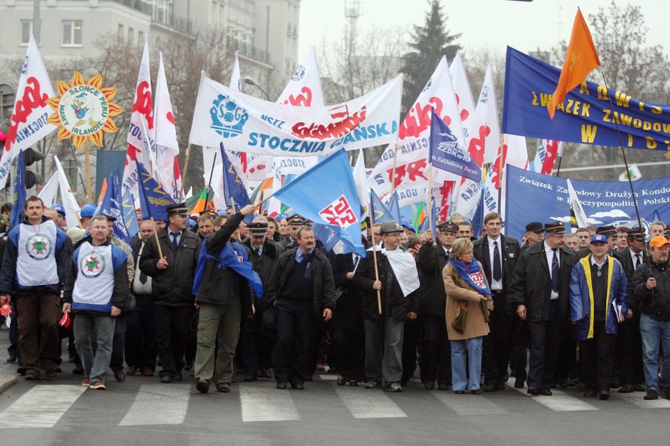 WARSZAWA ZWIĄZKI PROTEST EMERYTURY