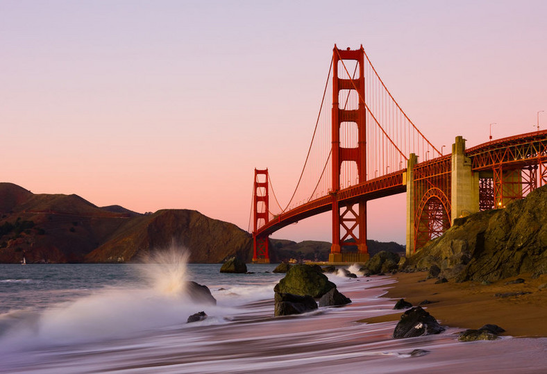 Most Golden Gate  z plaży Baker Beach