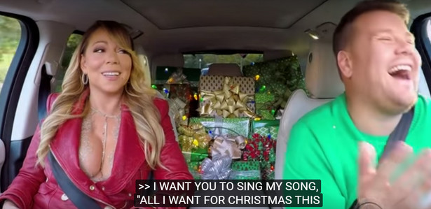 Carpool Karaoke: Mariah Carey, Lady Gaga, Elton John, Adele i inni śpiewają "All I Want For Christmas Is You"