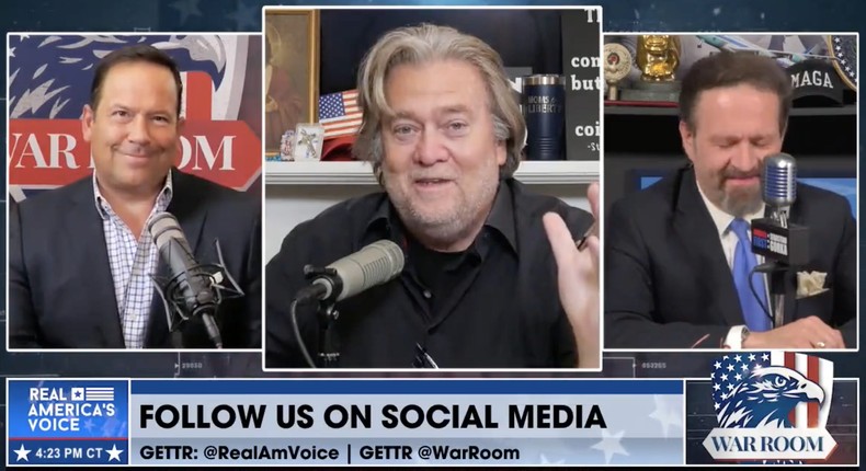 Far-right podcaster Steve Bannon mocked Donald Trump's superhero-themed NFT release on December 15, 2022.Twitter