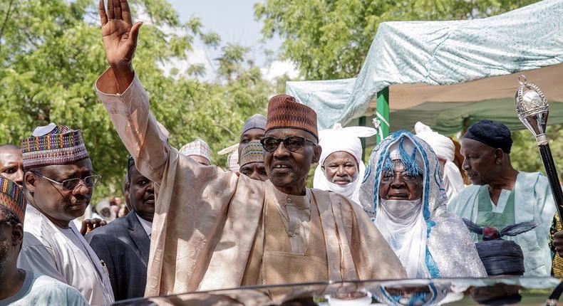 President Muhammadu Buhari at the Daura Eid Ground on Friday, September 1, 2017/Illustration (Premium Times)