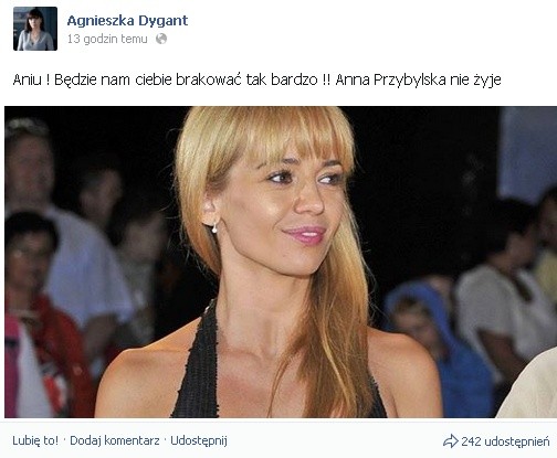 gwiazdy żegnają Annę Przybylską