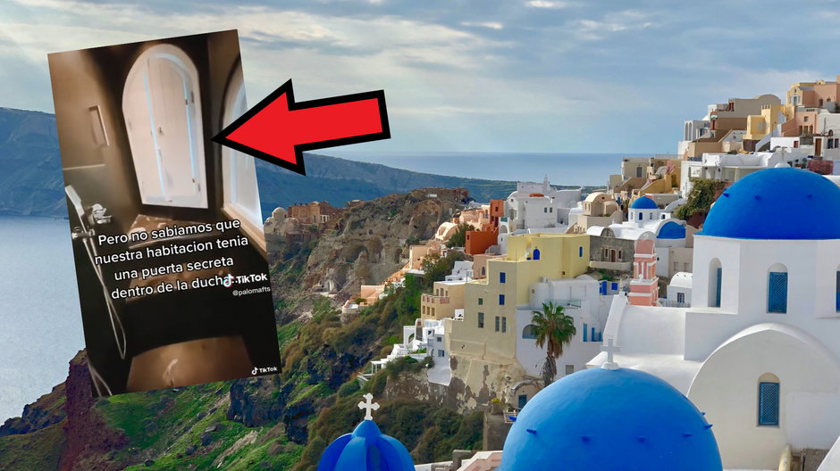 Podczas pobytu w Grecji, odkryła w hotelu tajemnicze drzwi (fot. screen: TikTok/palomafts)
