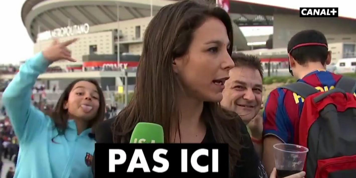 Katalońscy kibice wyprowadzili z równowagi reporterkę "Canal+"