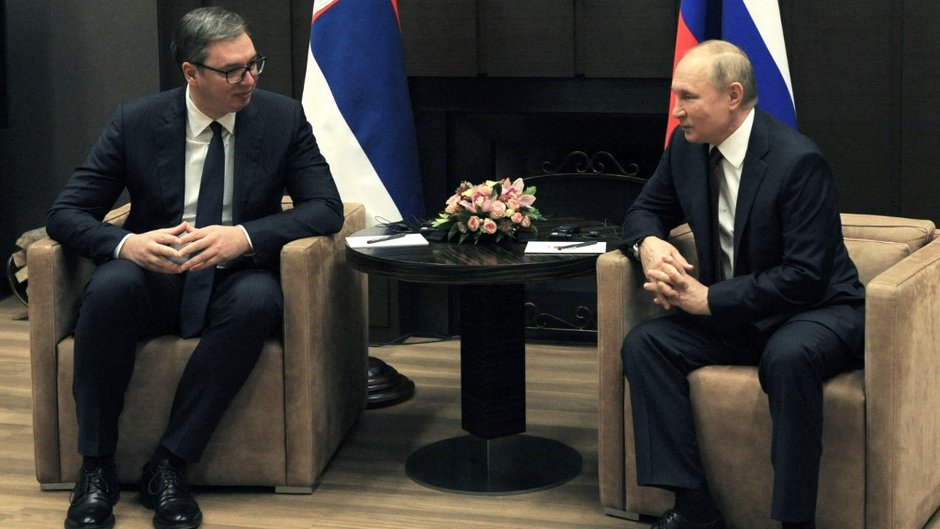 Aleksandar Vučić i Władimir Putin 25 listopada 2021 r.