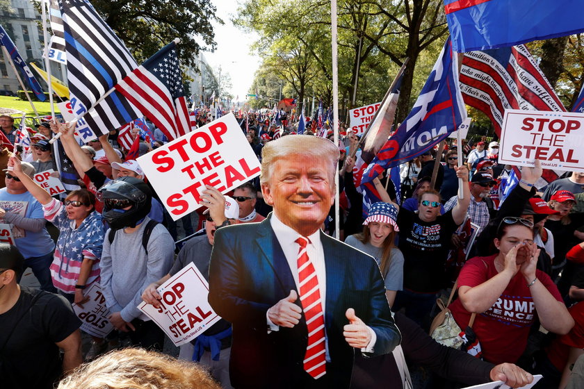 Supporters of U.S. President Donald Trump protest in Salem