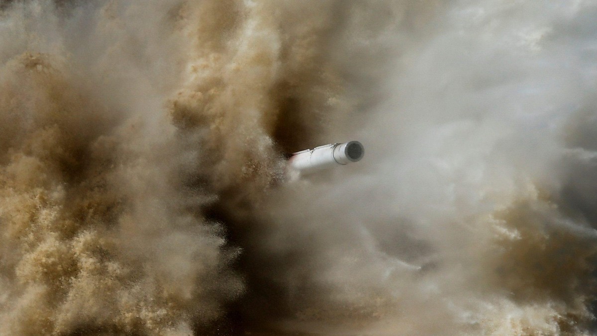 A T-72 tank's barrel is seen while driven through the course of the Tank Biathlon competition, part of the International Army Games 2017, at a range in the settlement of Alabino outside Moscow, Russia.